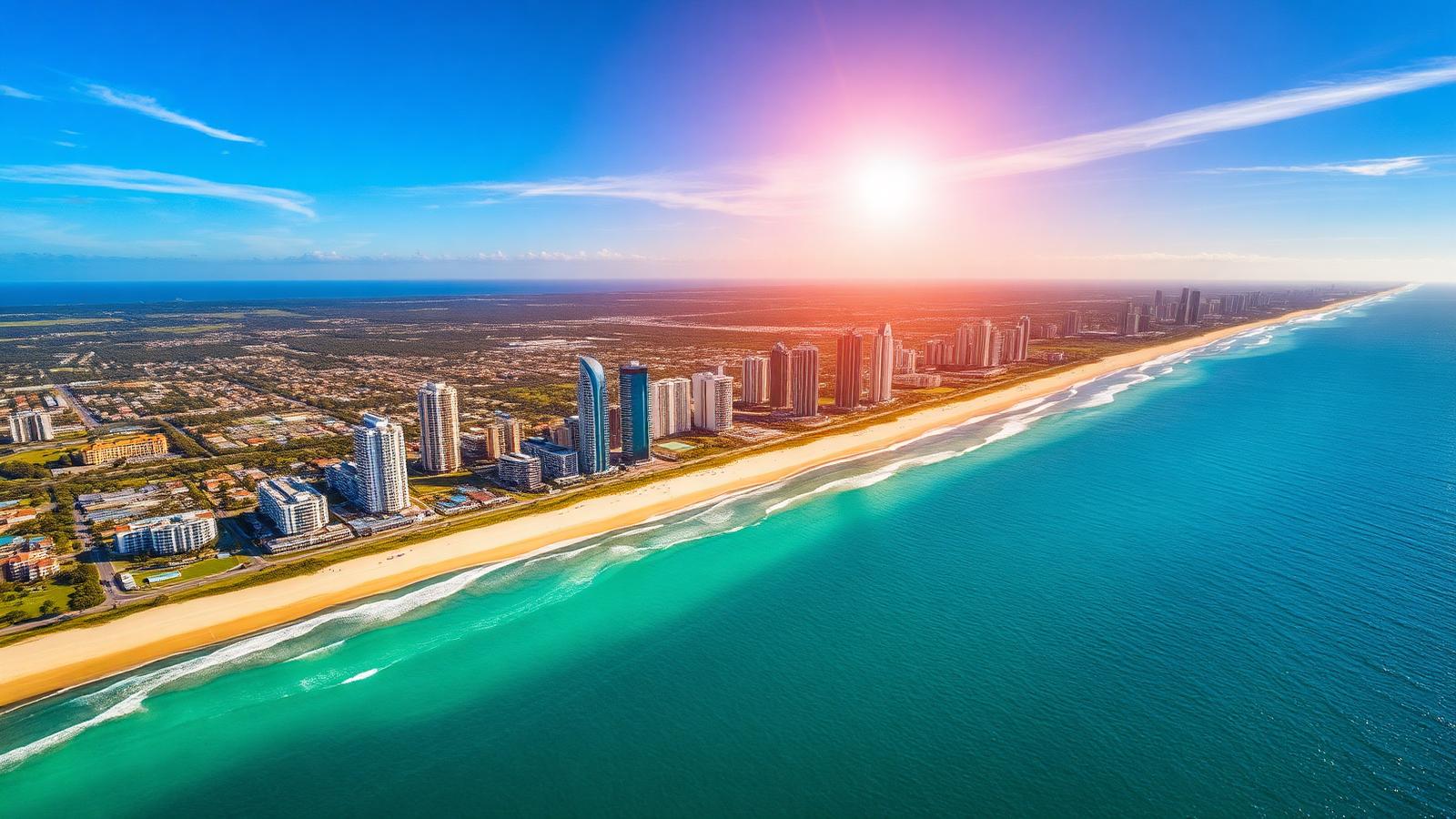 Aerial view of the Gold Coast coastline